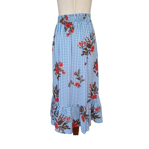 NWT Onetheland Blue Gingham and Floral Skirt size Medium - Picture 3 of 6